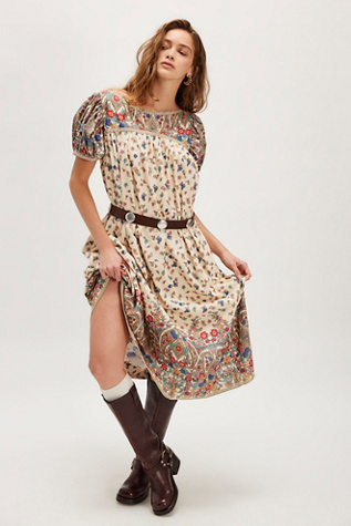 Botanical Blossom Midi Dress at Free People in Shortbread Combo, Size: XL