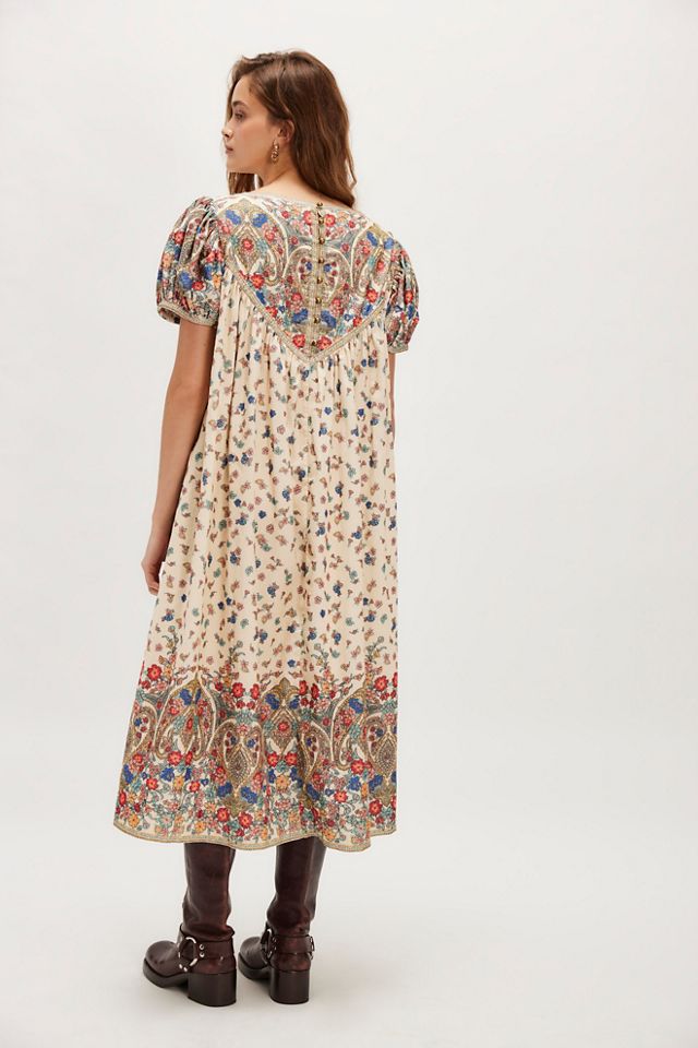 Robe mi-longue à fleurs botaniques #1