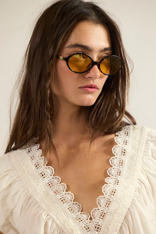 Oh Hello Round Sunglasses by Free People in Brown