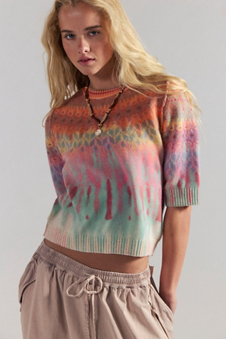 Twilight Cashmere Tee at Free People in Orange Combo, Size: Small