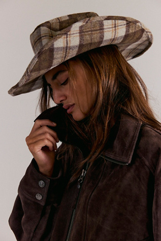 Plaid Cowboy Hat by Understated Leather at Free People in Brown