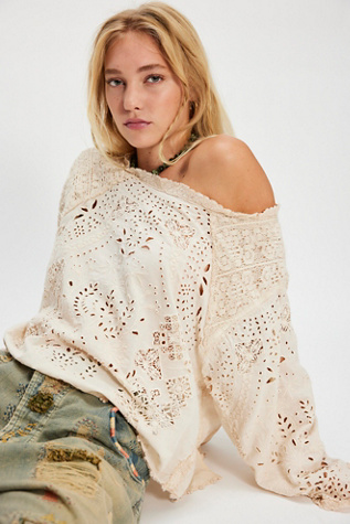 Magnolia Pearl Eyelet Adelise Blouse at Free People in Ivory