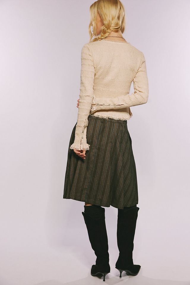 Menswear Pleated Midi Skirt #1