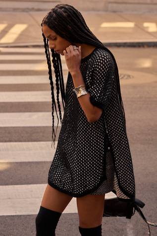 Kiki Reversible Sweater Tunic by free-est at Free People in Black Ivory Combo, Size: XS