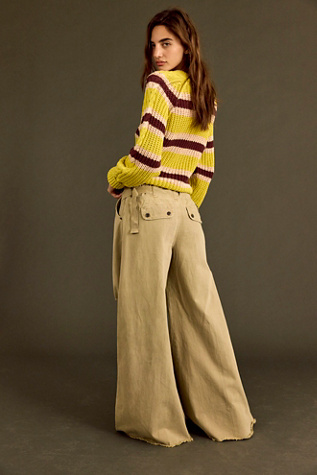 Женские брюки Free People Julien Destructed Wide-Leg Chino, цвет: Chinchila — фото 2