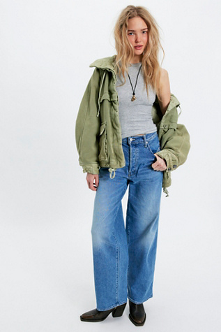 MOTHER The Delinquent Button Nerdy Jeans at Free People in Medium Wash, Size: 27