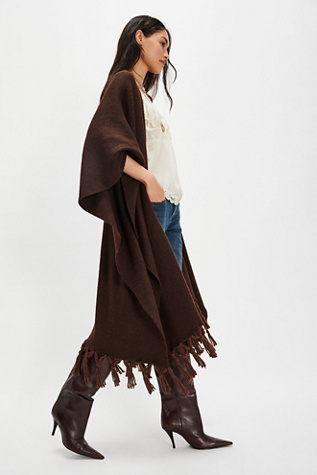 Blanket Duster Wrap by Free People in Brown