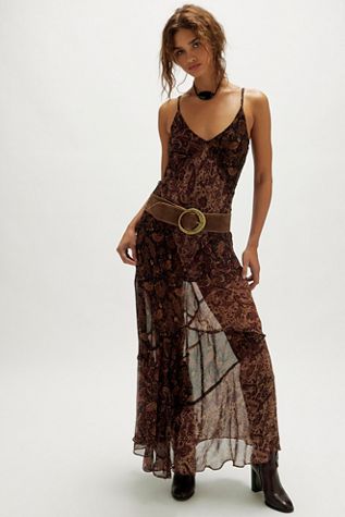 Robe longue à empiècement cachemire Nigel Preston