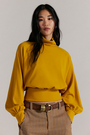 We The Free Fall Breeze Turtleneck Top at Free People in Yellow, Size: XL
