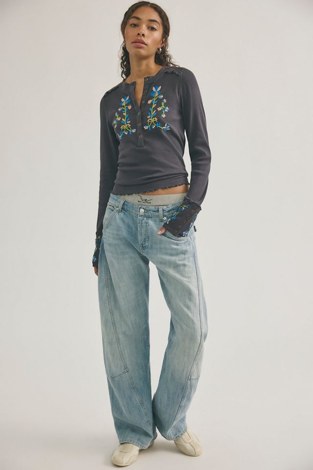 Fleur Embroidered Cuff Henley #2