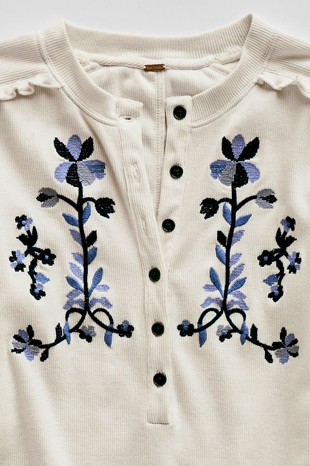 Fleur Embroidered Cuff Top #1