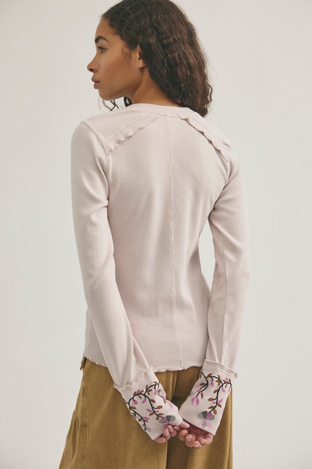 Fleur Embroidered Cuff Henley #1