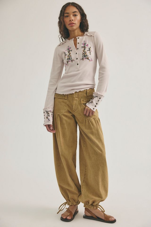 Fleur Embroidered Cuff Henley #2