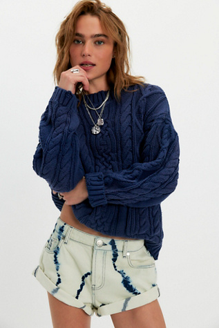 OneTeaspoon Bandits Printed Low-Waist Shorts at Free People in Light Wash, Size: 27