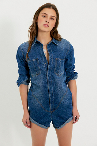 OneTeaspoon Prophecy Printed Denim Romper