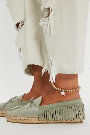 Faraway Fringe Espadrilles by Free People in Mint Suede, Size: US 9