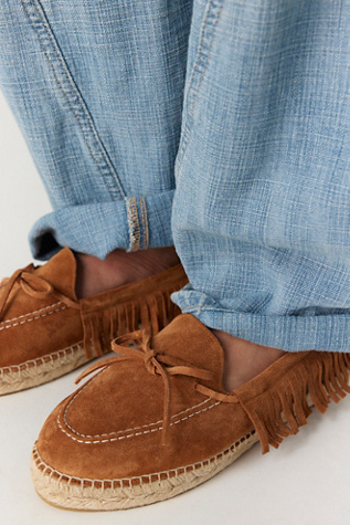 Faraway Fringe Espadrilles by Free People in Luggage Suede, Size: US 8