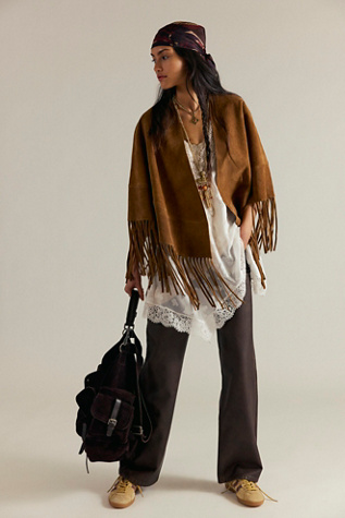 Женские палантины Free People Fire Nights Suede Shawl, цвет: Коричневый — фото 4
