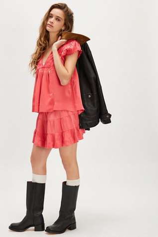 Rivington Mini Skirt Co-Ord at Free People in Deep Sea Coral, Size: Small