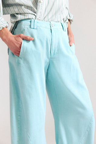 Spotlight Washed Barrel Chino Trousers at Free People in Blue Glow, Size: US 10