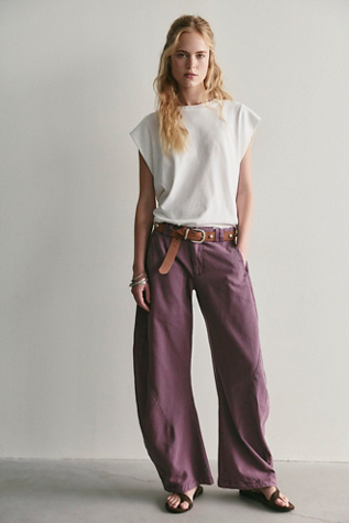 Spotlight Washed Barrel Chino Trousers at Free People in Italian Plum, Size: US 10