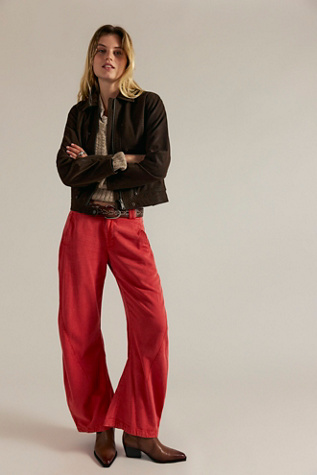 Spotlight Washed Trousers by Free People in Red, Size: US 10