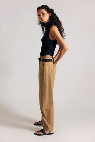 Spotlight Washed Barrel Chino Trousers by Free People in Tan, Size: US 6