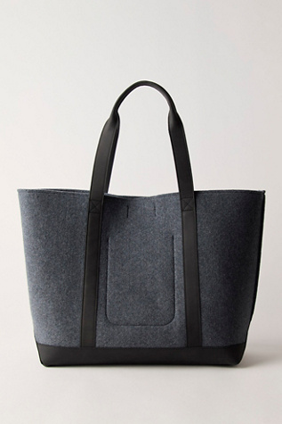 Женская сумка L.L.Bean Leather Trim Wool Tote, цвет: Чёрный кожаный — фото 2