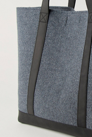 Женская сумка L.L.Bean Leather Trim Wool Tote, цвет: Чёрный кожаный — фото 3