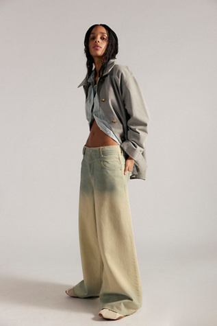 We The Free Give And Take Baggy Wide-Leg Jeans at Free People in Tan, Size: 30 S
