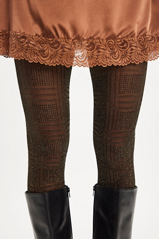 Metallized Plaid Tights