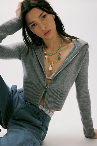 Fran Cashmere Hoodie at Free People in River Stone, Size: Medium