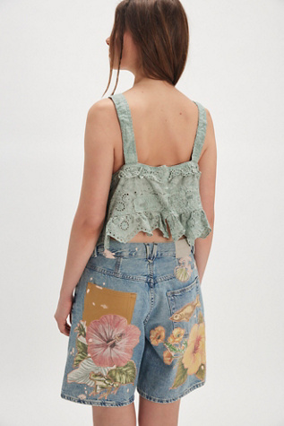 Magnolia Pearl Olive Eyelet Ruffle Cami