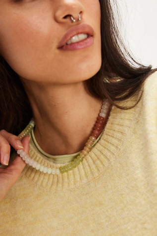 ALV Beaded Stone Necklace at Free People in Orange
