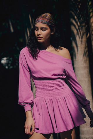 Scorching Hot Long-Sleeve Mini Dress by free-est at Free People in Pink, Size: XL