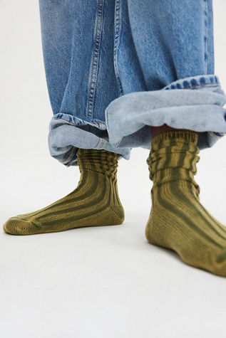 Overdyed Trouser Socks by Free People in Green