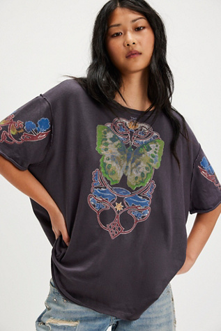 We The Free Cosmic Bloom Graphic Tee at Free People in Black, Size: M