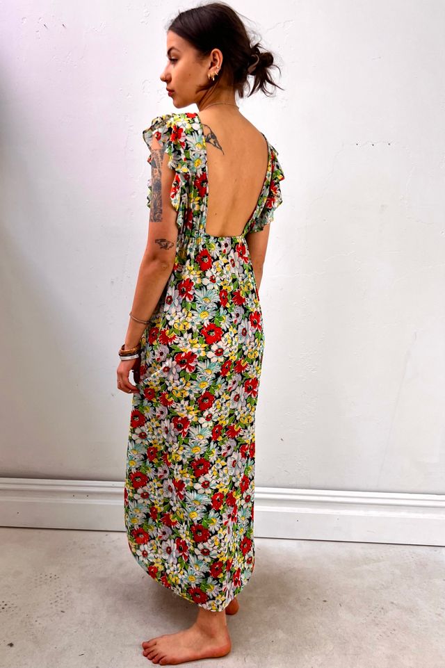 Vintage Dark Flowers Maxi Dress Selected by Anna Corinna #1