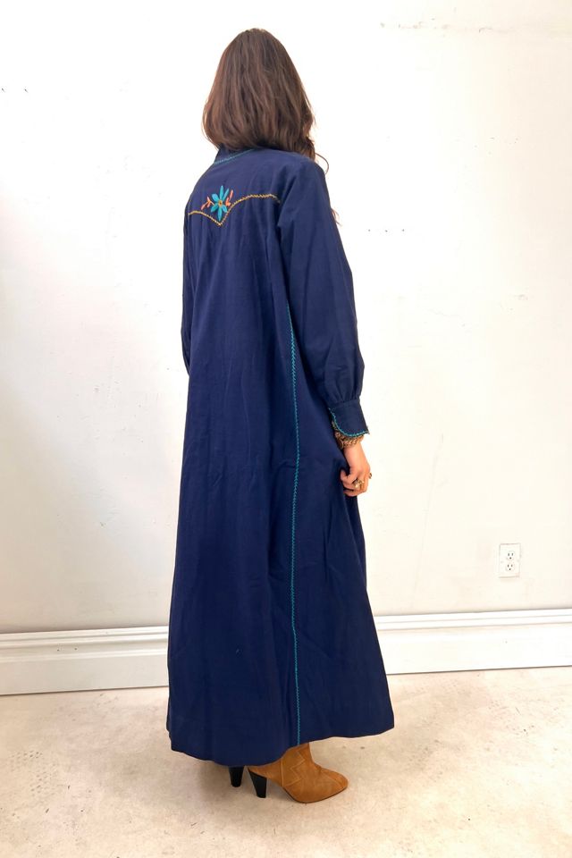 Vintage Hand Embroidered Navy Maxi Dress Selected by Anna Corinna #2