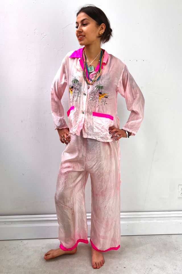Vintage Silk PJ's Hand Embroidered  Selected by Anna Corinna #1