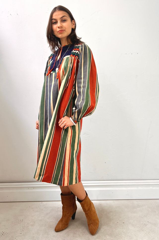 Vintage Hand Embroidered Stripe Josefa Dress Selected by Anna Corinna #1
