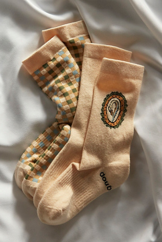 Doublesoul x Free People Crew Socks at Free People in Tan