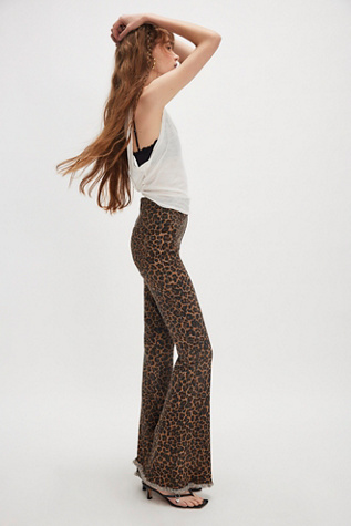 Show Me Your Mumu Berkeley Bells Printed Jeans at Free People in Leopard Latte, Size: Large