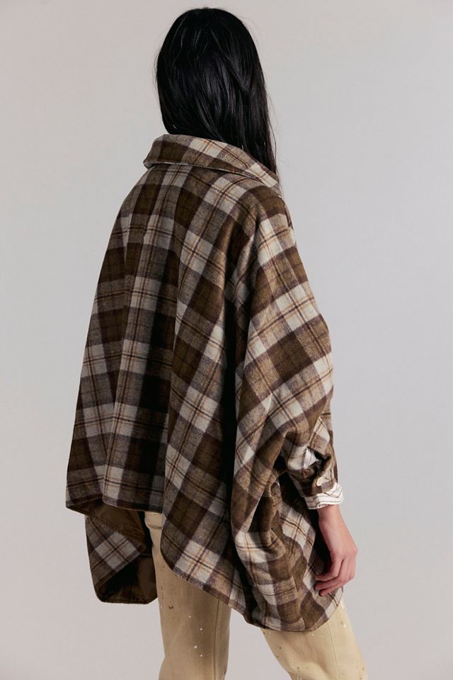 Understated Leather Western Plaid Cape #1