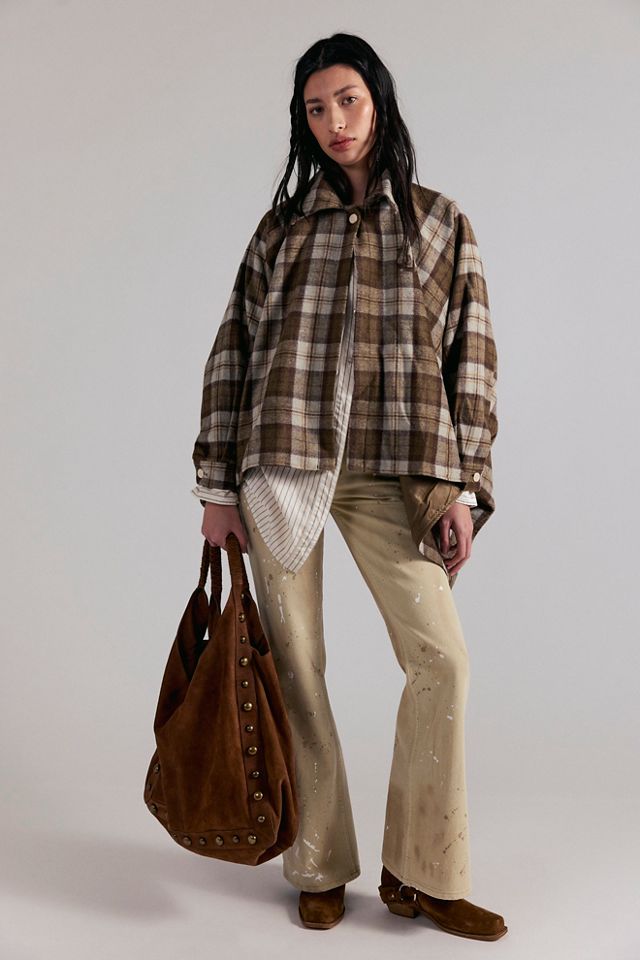 Understated Leather Western Plaid Cape #2