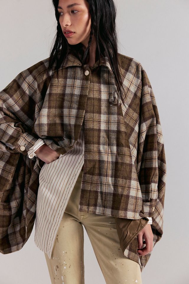 Understated Leather Western Plaid Cape #3