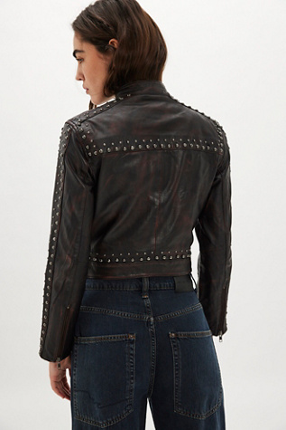 Женская куртка Understated Leather Studded Racer, цвет: Чёрный — фото 2