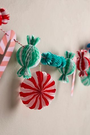 Guirlande en nid d'abeille de bonbons de Noël