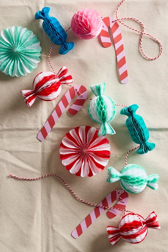 Guirlande en nid d'abeille de bonbons de Noël #1