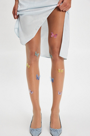 High Heel Jungle Pixie Tights at Free People in Butterfly